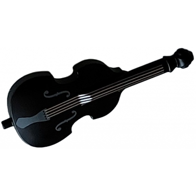 black minifigure utensil musical instrument double bass with light bluish gray tailpiece and f holes and silver strings pattern