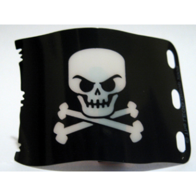 black plastic flag 7 x 4 with pirate skull and crossbones jolly roger pattern evil skull