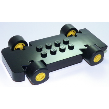 vehicle base fast food racer 4 x 10 with yellow wheels and black tires