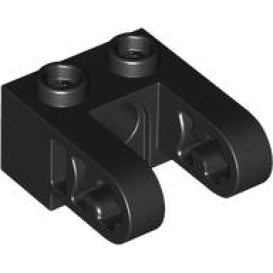 black technic brick 1 x 2 with hole and dual liftarm extensions
