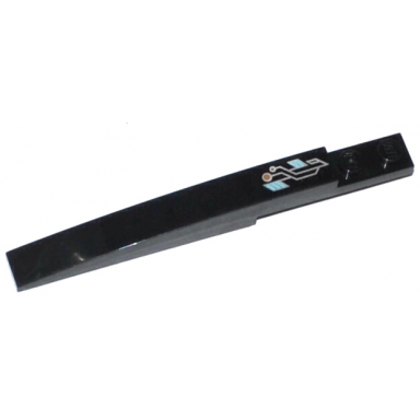 black slope curved 10 x 1 with dark tan medium azure and silver circuitry pattern model left sticker - set 70162