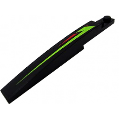 black slope curved 10 x 1 with lime and red stripes pattern model left side sticker - set 60114