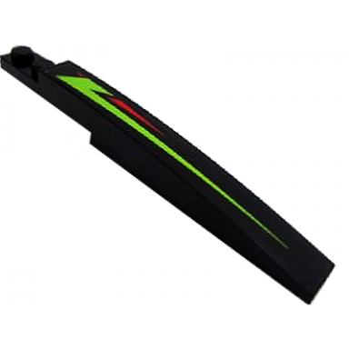 black slope curved 10 x 1 with lime and red stripes pattern model right side sticker - set 60114