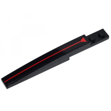 black slope curved 10 x 1 with red line and triangle pattern sticker - set 70905