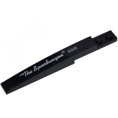 black slope curved 10 x 1 with silver bat symbol and white script the speedwagon model left side pattern sticker - set 70905