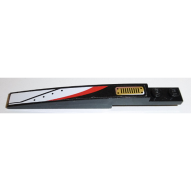 black slope curved 10 x 1 with red and white stripe and gold grille pattern model right side sticker - set 70595