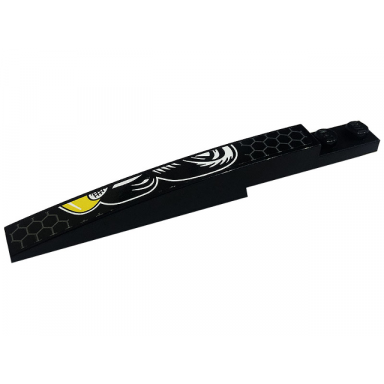 black slope curved 10 x 1 with angry bee honeycomb and tires pattern model left side sticker - set 76904