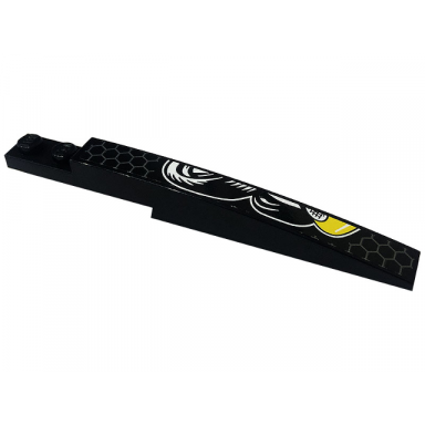 black slope curved 10 x 1 with angry bee honeycomb and tires pattern model right side sticker - set 76904