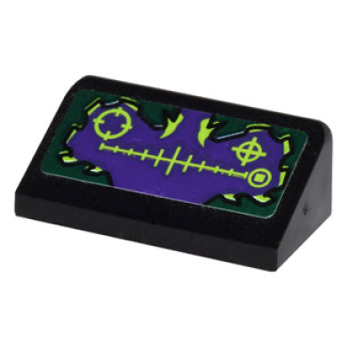 black slope 30 1 x 2 x 2 3 with targets on dark green and purple background pattern sticker - set 9443