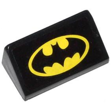 black slope 30 1 x 2 x 2 3 with yellow batman logo pattern sticker - set 76000