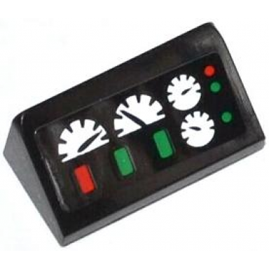black slope 30 1 x 2 x 2 3 with green and red buttons and 4 gauges pattern sticker - set 42008