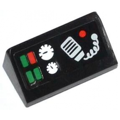 black slope 30 1 x 2 x 2 3 with green and red buttons 2 gauges and radio pattern sticker - set 42008