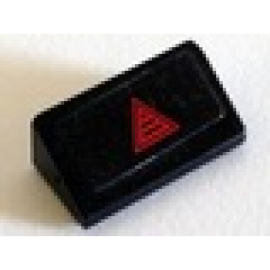 black slope 30 1 x 2 x 2 3 with red triangle pattern sticker - set 70816