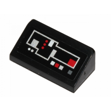 black slope 30 1 x 2 x 2 3 with white and red control buttons on black background pattern sticker - set 75018