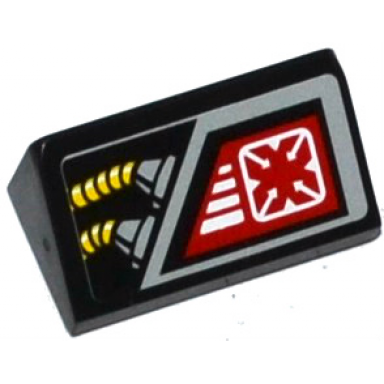 black slope 30 1 x 2 x 2 3 with red target screen and yellow cables pattern sticker - set 70815