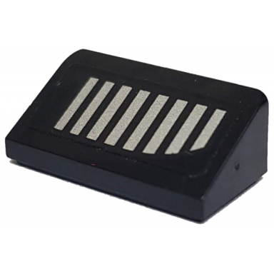 black slope 30 1 x 2 x 2 3 with 8 silver stripes pattern model right side sticker - set 6864