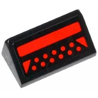black slope 30 1 x 2 x 2 3 with red rectangle 2 triangles and 11 red circles pattern sticker - set 79120