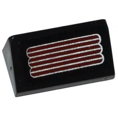 black slope 30 1 x 2 x 2 3 with silver and dark red grille pattern sticker - set 70166