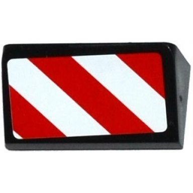 black slope 30 1 x 2 x 2 3 with red and white danger stripes thick pattern model left side sticker - set 60075