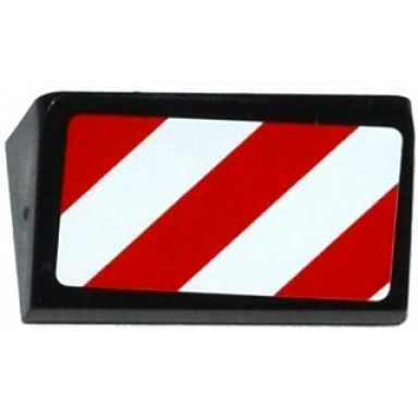 black slope 30 1 x 2 x 2 3 with red and white danger stripes thick pattern model right side sticker - set 60075