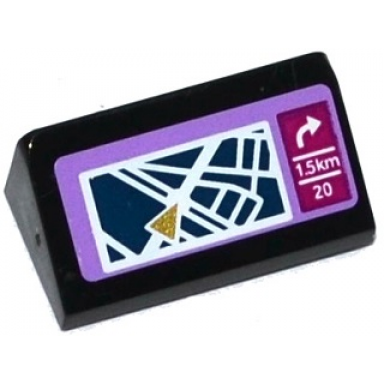 black slope 30 1 x 2 x 2 3 with map on gps white arrow 1.5km and 20 pattern sticker - set 41107