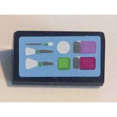 black slope 30 1 x 2 x 2 3 with paintbox and makeup brushes on bright light blue background pattern 1 sticker - set 41058
