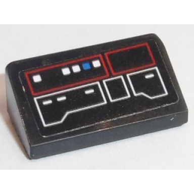 black slope 30 1 x 2 x 2 3 with red and white control panel pattern type 1 sticker - set 75190