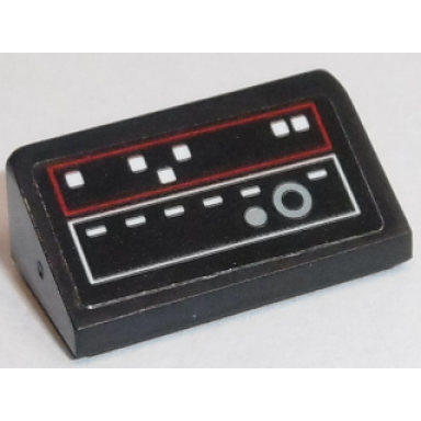 black slope 30 1 x 2 x 2 3 with red and white control panel pattern type 2 sticker - set 75190