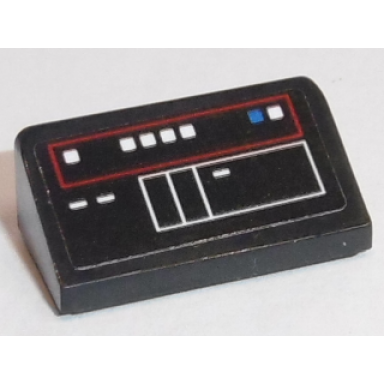 black slope 30 1 x 2 x 2 3 with red and white control panel pattern type 3 sticker - set 75190