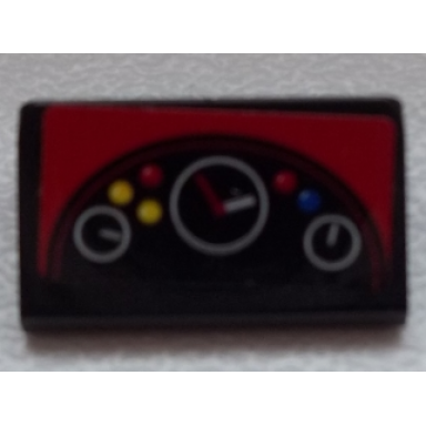 black slope 30 1 x 2 x 2 3 with 3 gauges and blue red and yellow buttons pattern sticker - set 75876