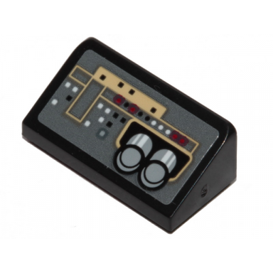 black slope 30 1 x 2 x 2 3 with sw millennium falcon control panel buttons black red and white lights and 2 pipes pattern sticker - set 75257