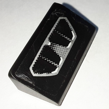 black slope 30 1 x 2 x 2 3 with two exhaust pipes and silver outline on black background pattern sticker - set 75878