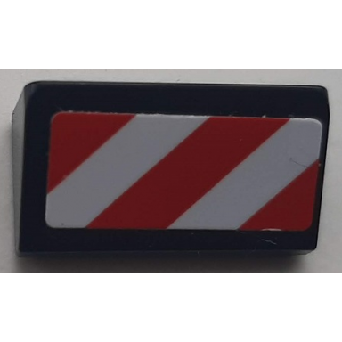 black slope 30 1 x 2 x 2 3 with red and white danger stripes pattern model left side sticker - set 60183