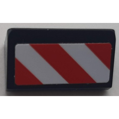 black slope 30 1 x 2 x 2 3 with red and white danger stripes pattern model right side sticker - set 60183