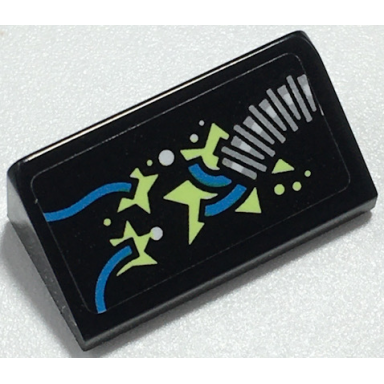 black slope 30 1 x 2 x 2 3 with broken electrical cable and wires yellowish green sparks pattern sticker - set 70430
