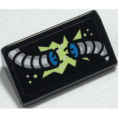 black slope 30 1 x 2 x 2 3 with broken electrical cable yellowish green spark pattern sticker - set 70430
