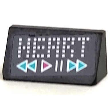 black slope 30 1 x 2 x 2 3 with white heart and music player display with magenta and dark turquoise controls pattern sticker - set 41390