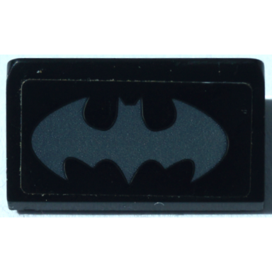 black slope 30 1 x 2 x 2 3 with dark bluish gray batman logo pattern sticker - set 70923