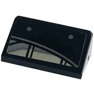 black slope 30 1 x 2 x 2 3 with silver dots and engine pattern model left side sticker - set 76181