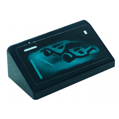 black slope 30 1 x 2 x 2 3 with black and dark turquoise race car on screen pattern sticker - set 76909