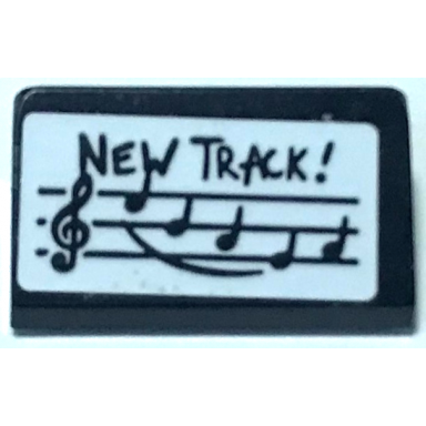 black slope 30 1 x 2 x 2 3 with music notes musical score and new track! on white background pattern sticker - set 70922