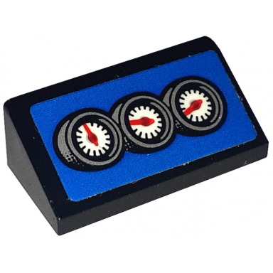 black slope 30 1 x 2 x 2 3 with red and white gauges speedometer on blue background pattern sticker - set 76917