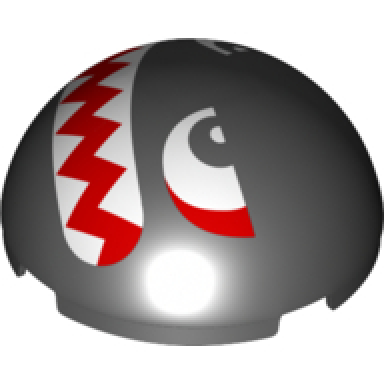 cylinder hemisphere 4 x 4 with angry white eyes and red mouth with sharp teeth pattern super mario boomer banzai bill face