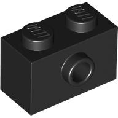 black brick modified 1 x 2 with stud on side