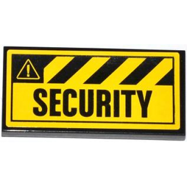 black tile 2 x 4 with danger stripes and security pattern sticker - set 4207