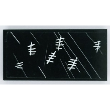 black tile 2 x 4 with slate lines and white chalk tally marks pattern sticker - set 79111