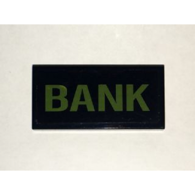 black tile 2 x 4 with yellow bank pattern sticker - set 6864