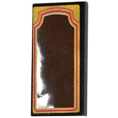 black tile 2 x 4 with mirror with gold and magenta frame pattern sticker - set 41104