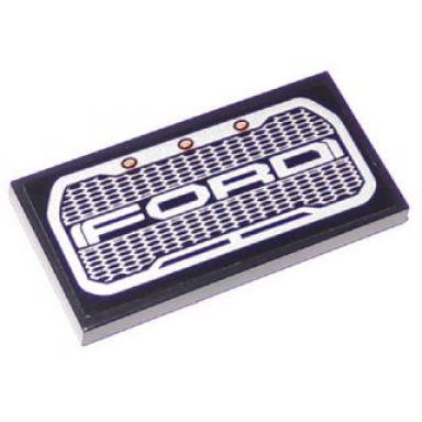 black tile 2 x 4 with silver ford truck car honeycomb grille on black background pattern sticker - set 75875