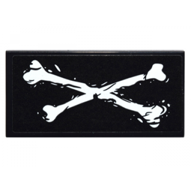 black tile 2 x 4 with white crossbones pattern sticker - set 76050